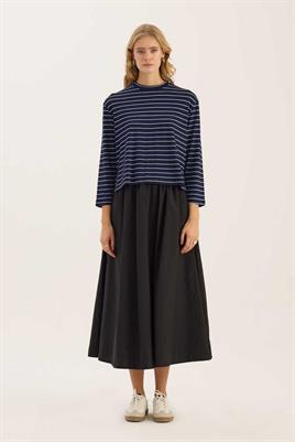 Çizgili Kısa Tshirt Lacivert