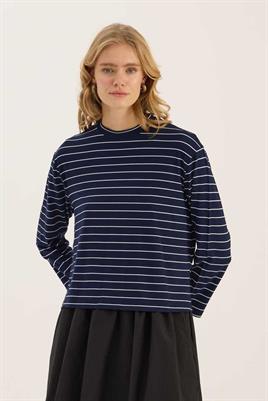 Çizgili Kısa Tshirt Lacivert