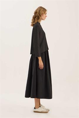 Çizgili Kısa Tshirt İnce Siyah