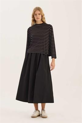 Çizgili Kısa Tshirt Siyah