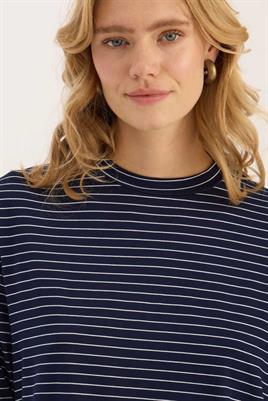 Çizgili Kısa Tshirt İnce Lacivert