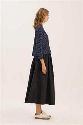 Çizgili Kısa Tshirt İnce Lacivert