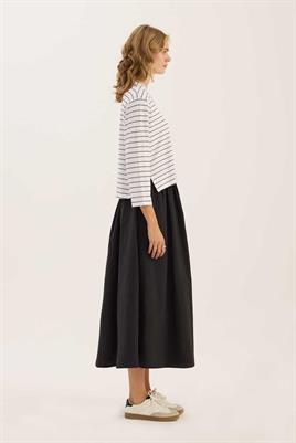 Çizgili Kısa Tshirt Beyaz