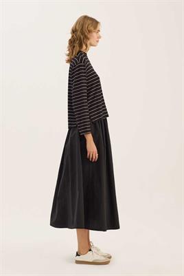 Çizgili Kısa Tshirt Siyah