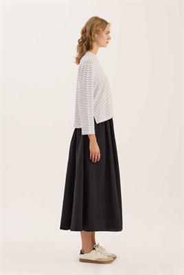 Çizgili Kısa Tshirt İnce Beyaz