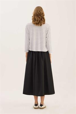 Çizgili Kısa Tshirt Beyaz