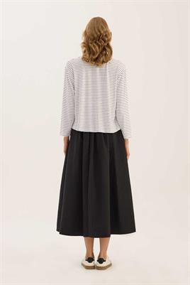 Çizgili Kısa Tshirt İnce Beyaz