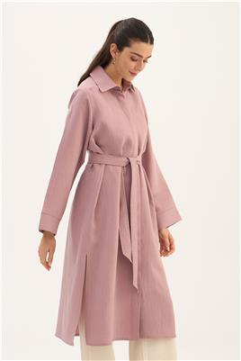 Çizgili Tensel Uzun Tunik Lavanta