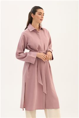 Çizgili Tensel Uzun Tunik Lavanta