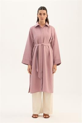 Çizgili Tensel Uzun Tunik Lavanta