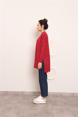 Çizgili Tunik Bordo
