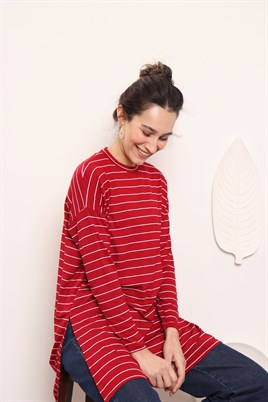 Çizgili Tunik Bordo