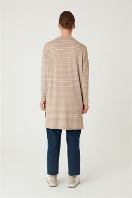 Çizgili Tunik Bej
