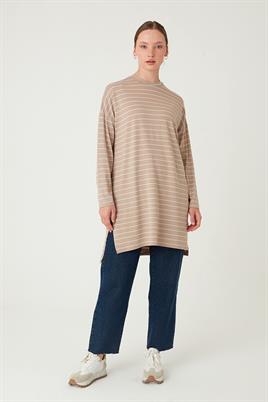 Çizgili Tunik Bej