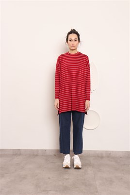Çizgili Tunik Bordo