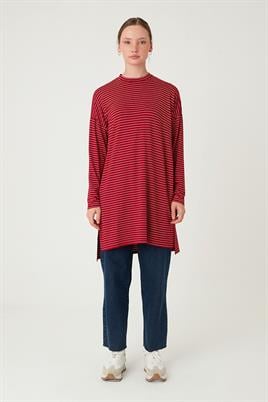 Çizgili Tunik İnce Bordo