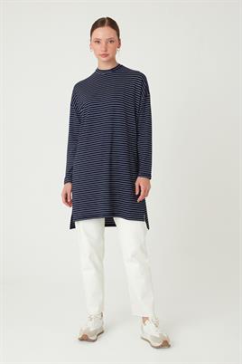 Çizgili Tunik İnce Lacivert