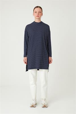 Çizgili Tunik İnce Lacivert