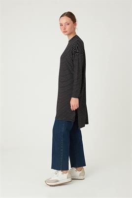 Çizgili Tunik İnce Siyah