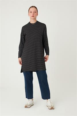 Çizgili Tunik İnce Siyah