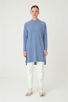 Çizgili Tunik İndigo