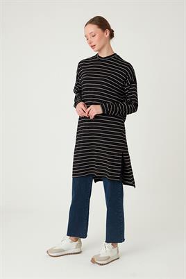 Çizgili Tunik Siyah