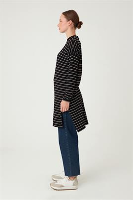 Çizgili Tunik Siyah