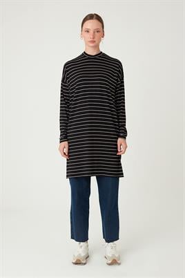 Çizgili Tunik Siyah