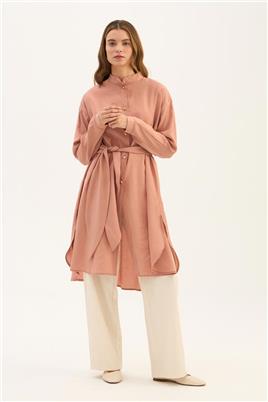 Damla Düğmeli Modal Tunik Gül kurusu