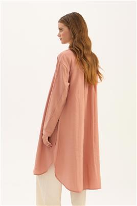 Damla Düğmeli Modal Tunik Gül kurusu