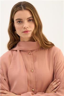 Damla Düğmeli Modal Tunik Gül kurusu