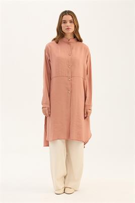 Damla Düğmeli Modal Tunik Gül kurusu