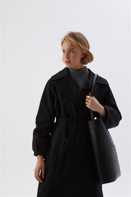 Deri Shopper Çanta Siyah