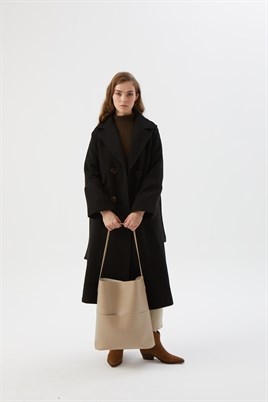 Deri Shopper Çanta Bej