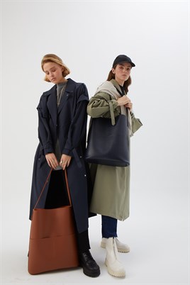 Deri Shopper Çanta Taba