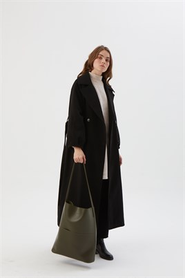 Deri Shopper Çanta Haki