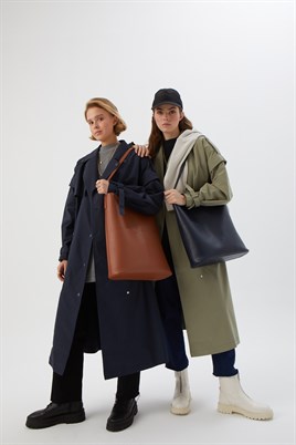 Deri Shopper Çanta Taba