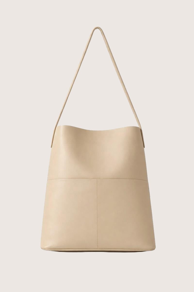 Deri Shopper Çanta Bej