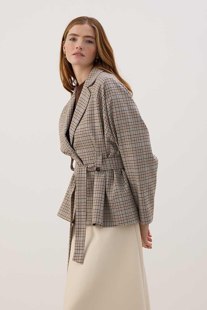 Desenli Blazer Ceket Ekose