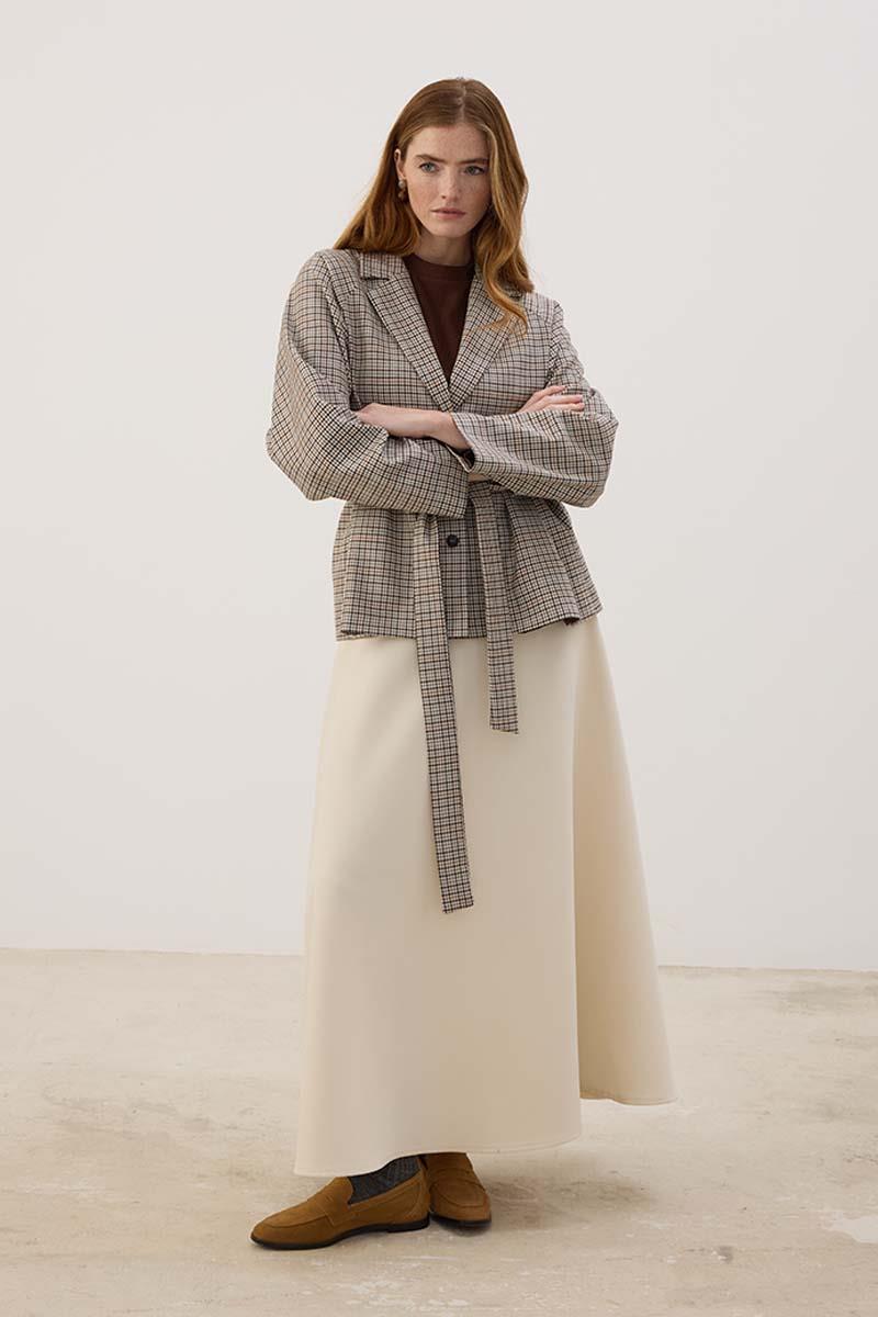 Desenli Blazer Ceket Ekose