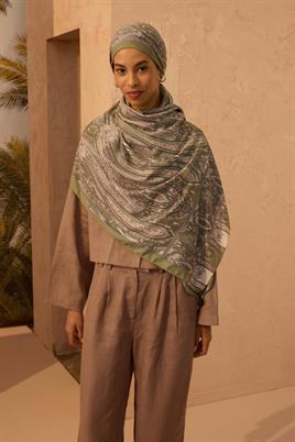 Desenli Etnik Şal Açık Yeşil