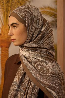 Desenli Etnik Şal Sütlükahve - Taş