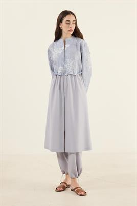 Desenli Yüzme Takımı Gri