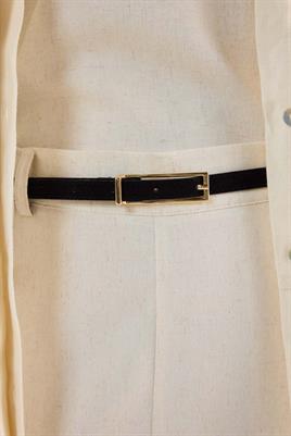 Dikdörtgen Tokalı İnce Kemer Siyah