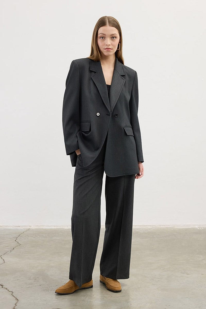 Dikiş Detaylı Blazer Antrasit
