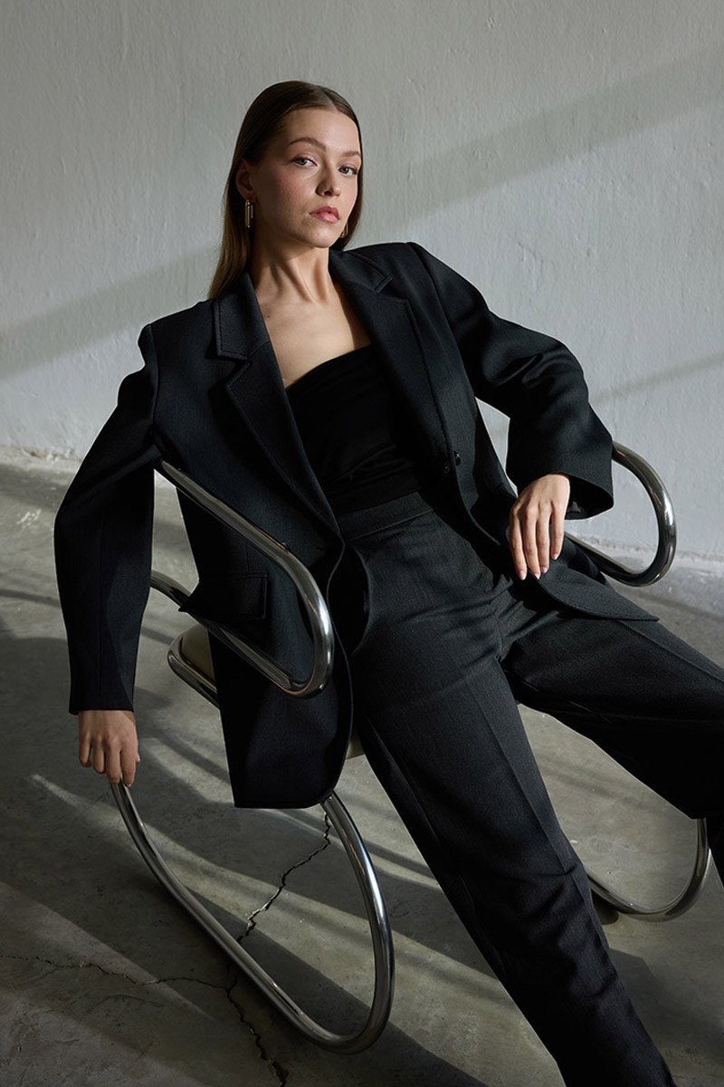 Dikiş Detaylı Blazer Antrasit