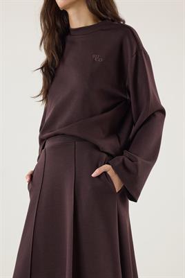 Dikiş Detaylı Çan Kesim Etek Acı kahve