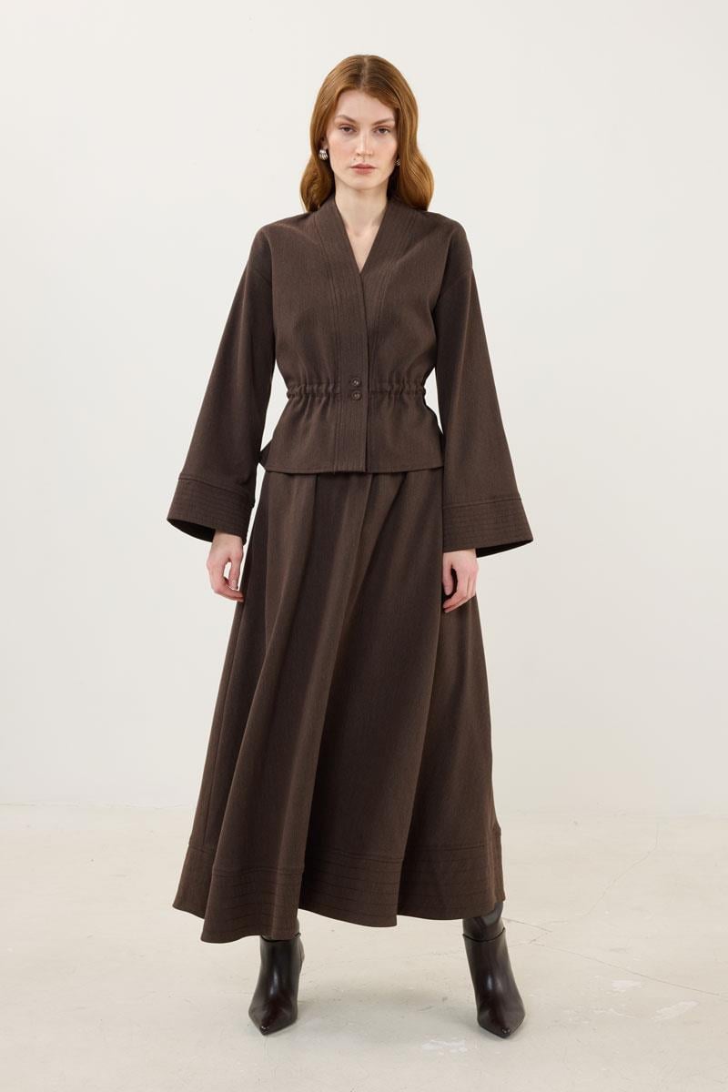 Dikiş Detaylı Ceket Acı kahve