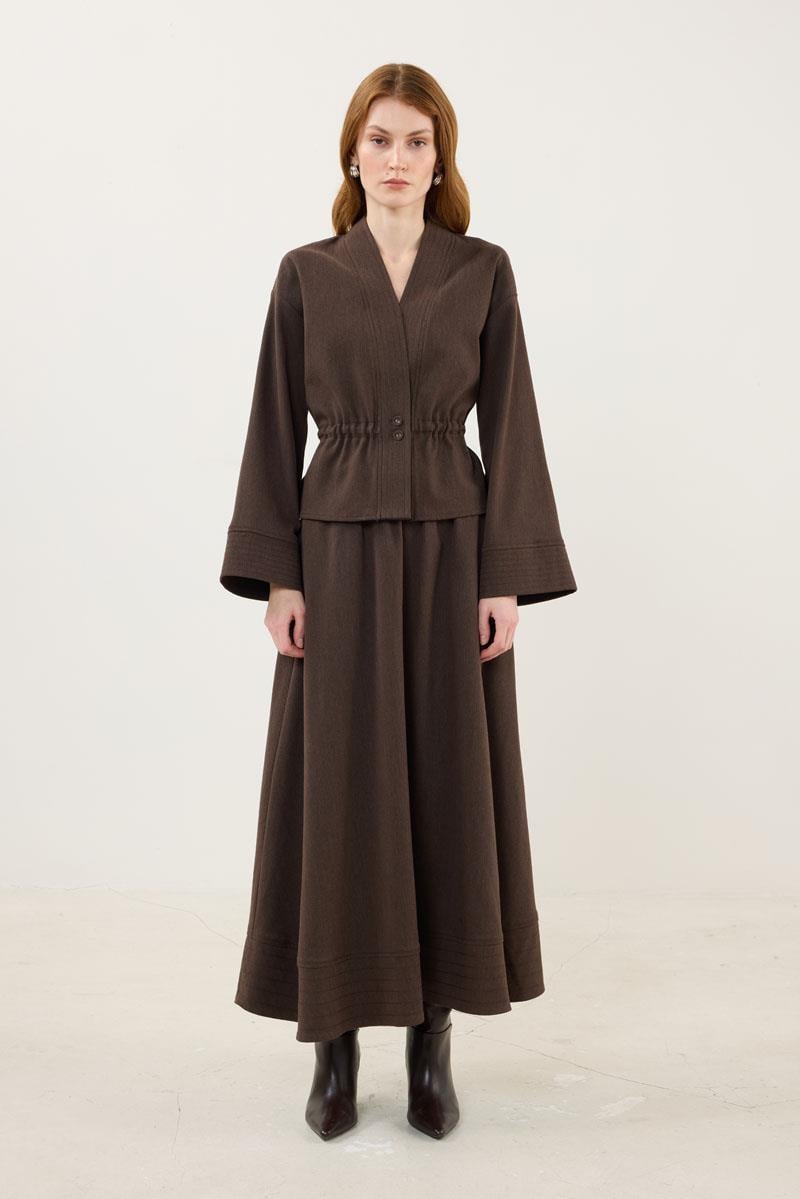 Dikiş Detaylı Ceket Acı kahve