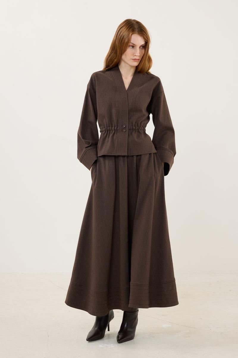 Dikiş Detaylı Ceket Acı kahve